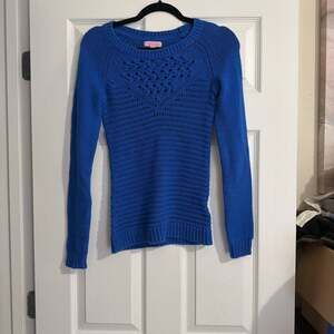 Lilly Pulitzer Blythe Spectrum Blue Open Knit Pullover Sweater